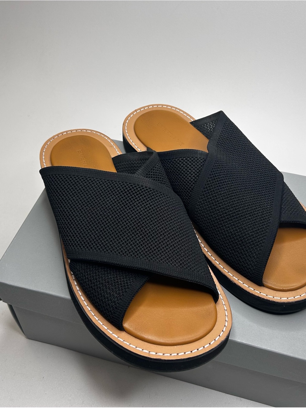 EVERLANE Black Cross-Strap Women's Slide Sandals Sz 10